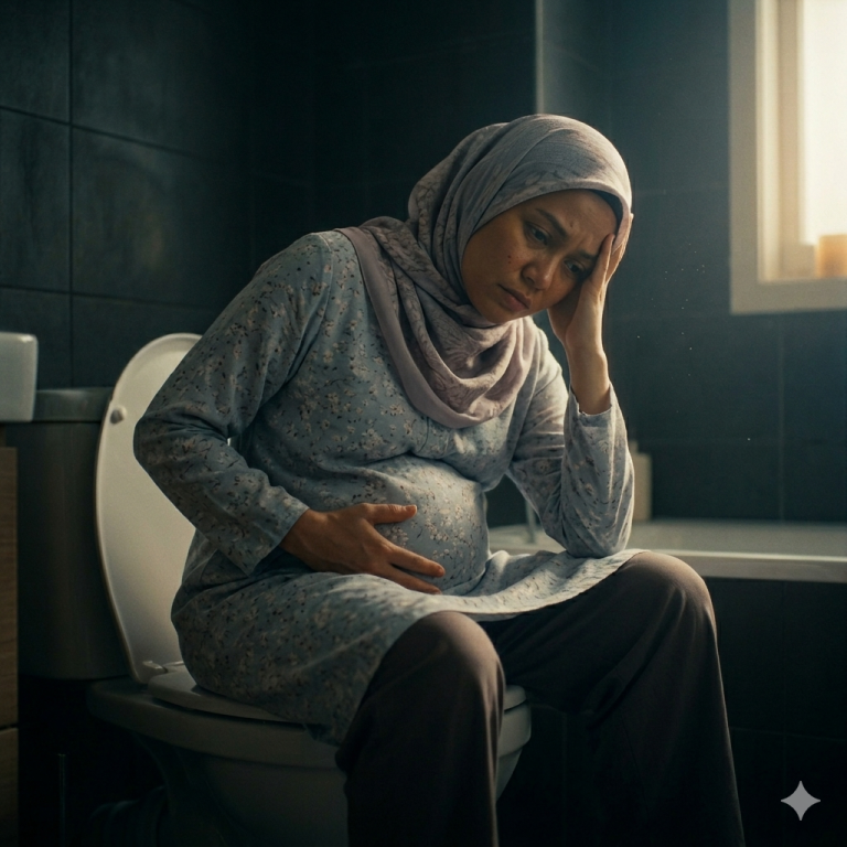 Pregnant women in pain with hemorrhoids